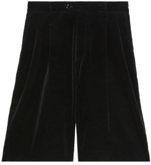 Gucci Zwarte Shorts van Stretch Fluweel met Zakken Gucci , Black , Heren - M,S