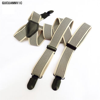 GUCUANNVIC Mannen Vrouwen bretel Elastische casual Mode zwarte streep bretels clip Verstelbare bretels voor jeans