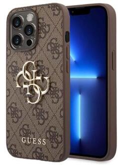 Guess 4G Big Metal Logo iPhone 14 Pro Hybrid Case - Bruin
