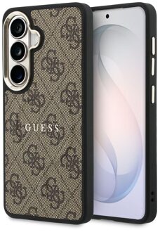 Guess 4G Leather Backcover met MagSafe voor de Samsung Galaxy S26 - Gold Edge - Brown Bruin