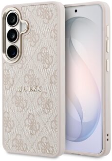 Guess 4G Leather Backcover met MagSafe voor de Samsung Galaxy S26 - Gold Edge - Pink Roze