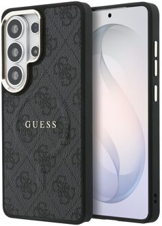Guess 4G Leather Backcover met MagSafe voor de Samsung Galaxy S26 Ultra - Gold Edge - Black Zwart