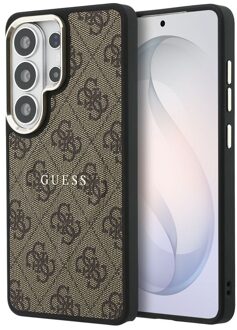 Guess 4G Leather Backcover met MagSafe voor de Samsung Galaxy S26 Ultra - Gold Edge - Brown Bruin