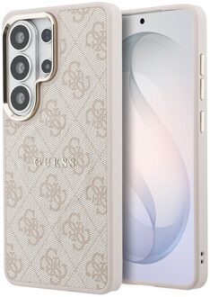 Guess 4G Leather Backcover met MagSafe voor de Samsung Galaxy S26 Ultra - Gold Edge - Pink Roze