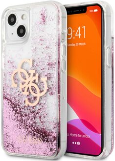 Guess 4G Logo Liquid Glitter Backcover voor de iPhone 13 Mini - Pink Roze