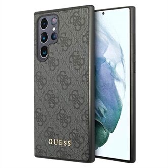 Guess 4G Metal Gold Logo Samsung Galaxy S23 Ultra 5G Hybride Hoesje - Grijs