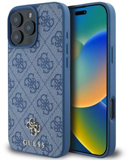 Guess 4G Metal Logo Backcover MagSafe voor de Apple iPhone 16 Pro - Blauw