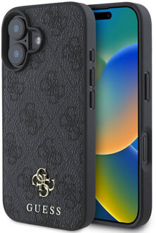 Guess 4G Metal Logo Backcover MagSafe voor de Apple iPhone 16 - Zwart
