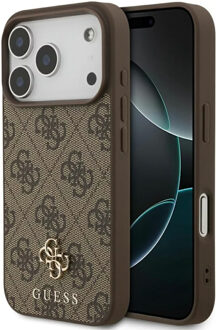 Guess 4G Metal Logo Backcover MagSafe voor de Apple iPhone 17 Pro - Bruin