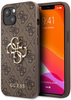 Guess 4G Metal Logo Backcover voor de Apple iPhone 13 Mini - Bruin