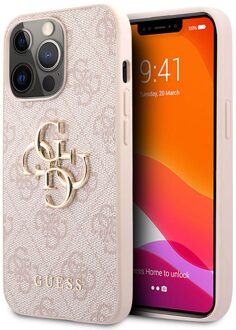 Guess 4G Metal Logo Backcover voor de Apple iPhone 13 Pro - Roze & Goud