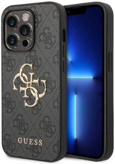Guess 4G Metal Logo Backcover voor de Apple iPhone 14 Pro Max - Grijs