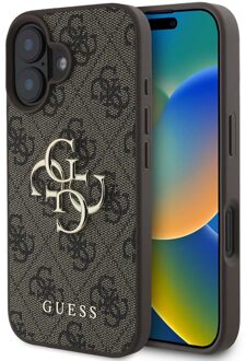 Guess 4G Metal Logo Backcover voor de Apple iPhone 16 - Bruin