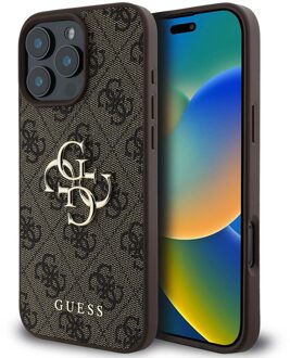 Guess 4G Metal Logo Backcover voor de Apple iPhone 16 Pro - Bruin