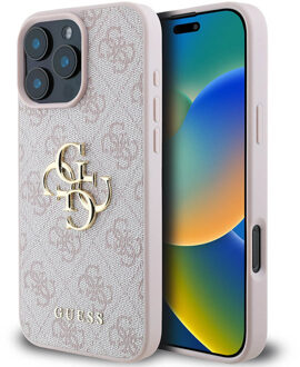 Guess 4G Metal Logo Backcover voor de Apple iPhone 16 Pro - Roze