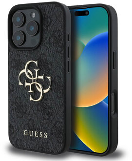 Guess 4G Metal Logo Backcover voor de Apple iPhone 16 Pro - Zwart