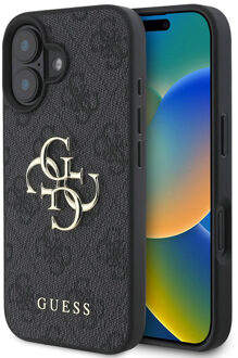 Guess 4G Metal Logo Backcover voor de Apple iPhone 16 - Zwart