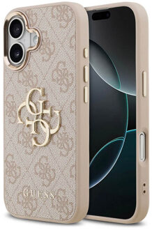 Guess 4G Metal Logo Backcover voor de Apple iPhone 17 - Gold Edge - Pink Roze