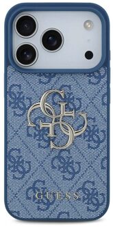 Guess 4G Metal Logo Backcover voor de Apple iPhone 17 Pro - Blauw