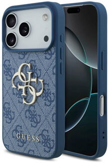 Guess 4G Metal Logo Backcover voor de Apple iPhone 17 Pro Max - Blauw