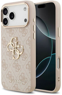 Guess 4G Metal Logo Backcover voor de Apple iPhone 17 Pro Max - Gold Edge - Pink Roze