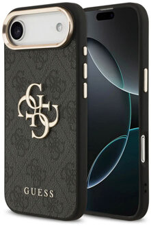 Guess 4G Metal Logo Backcover voor de Apple iPhone Air - Gold Edge - Black Zwart