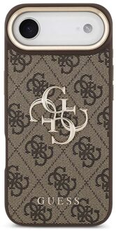 Guess 4G Metal Logo Backcover voor de Apple iPhone Air - Gold Edge - Brown Bruin