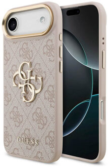 Guess 4G Metal Logo Backcover voor de Apple iPhone Air - Gold Edge - Pink Roze