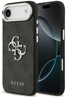Guess 4G Metal Logo Backcover voor de Apple iPhone Air - Silver Edge - Black Zwart