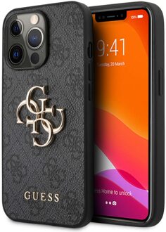 Guess 4G Metal Logo Case iPhone 13 Pro grijs Zwart