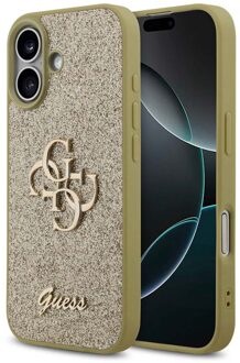 Guess 4G Metal Logo Glitter Backcover voor de Apple iPhone 17 - Goud