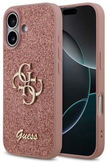 Guess 4G Metal Logo Glitter Backcover voor de Apple iPhone 17 - Roze
