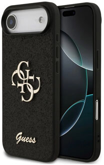 Guess 4G Metal Logo Glitter Backcover voor de Apple iPhone Air - Zwart