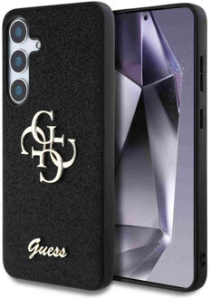 Guess 4G Metal Logo Glitter Backcover voor de Samsung Galaxy S25 Plus - Zwart
