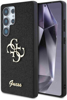 Guess 4G Metal Logo Glitter Backcover voor de Samsung Galaxy S25 Ultra - Zwart