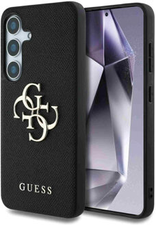 Guess 4G Metal Logo Saffiano Backcover voor de Samsung Galaxy S25 - Zwart