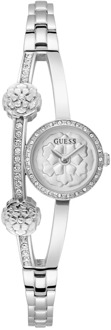 Guess Analoog Horloge Met Bloemendetail Zilver - T/U