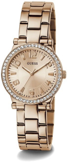 Guess Analoog Horloge Met Kristallen roze goud - T/U