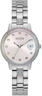 Guess Analoog Horloge Met Kristallen Zilver - T/U