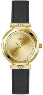 Guess Analoog Horloge Van Echt Leer Zwart - T/U