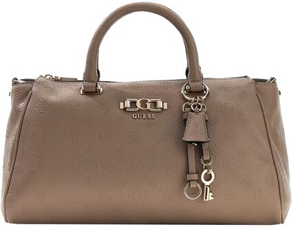 Guess Anise Large Box Satchel dark taupe logo handtas dames - H 23 x B 34 x D 12 cm
