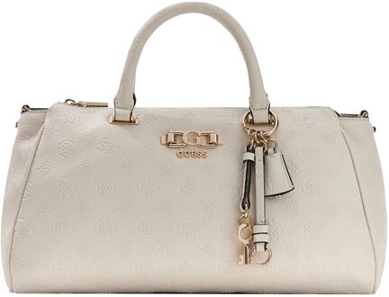 Guess Anise Large Box Satchel stone logo handtas dames Beige - H 23 x B 34 x D 12 cm