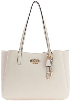 Guess Anise Multi Comp tote bag stone logo schoudertas dames Beige - H 28 x B 40 x D 14 cm