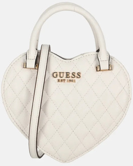 Guess Atabey heart bag handtas Off white Wit