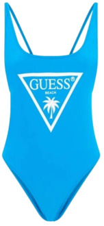 Guess Badpak Met Driehoek Logo Voorkant Blauw - S