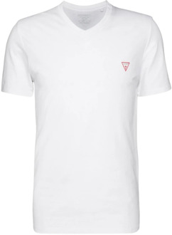 Guess Basis 100% katoenen T-shirt - Wit, Slim Fit, V-hals Guess , White , Heren - XL