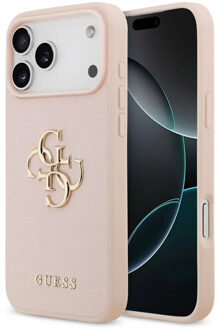 Guess Big 4G Logo Backcover Grained voor de Apple iPhone 17 Pro Max - Roze