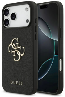 Guess Big 4G Logo Backcover Grained voor de Apple iPhone 17 Pro Max - Zwart