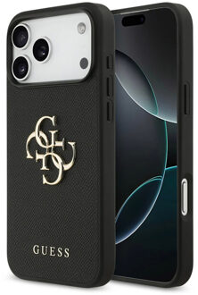 Guess Big 4G Logo Backcover Grained voor de Apple iPhone 17 Pro - Zwart