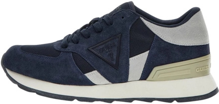 Guess Blauwe Leren Textiel Sneakers Guess , Blue , Dames - 41 Eu,43 Eu,44 Eu,42 EU